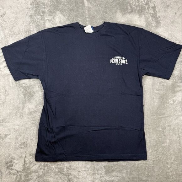 Penn State Football Shirts Men’s Large Blue Gray Crew Neck Game Schedules 2 Tops - Picture 1 of 12